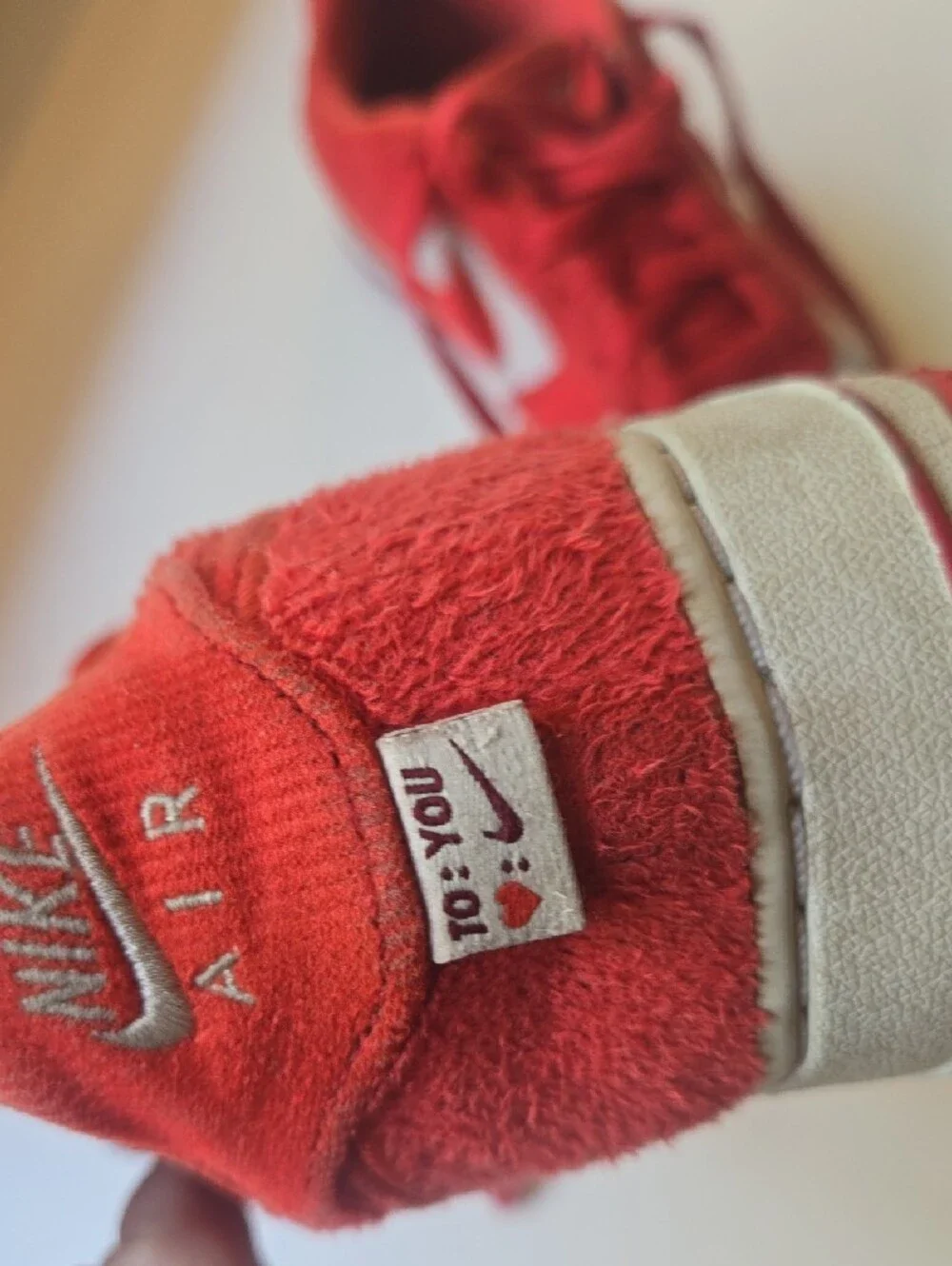 Nike Kids Red and White Suede Low-Top Sneakers Size 6y